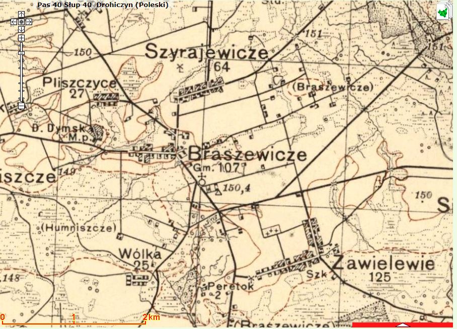 Church on interwar Polish map