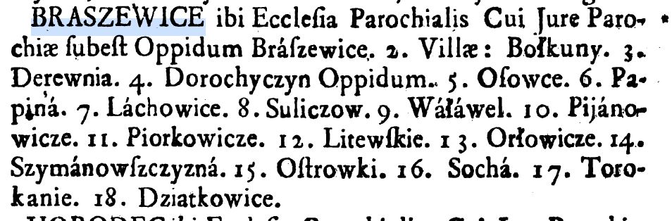 1726 list of settlements