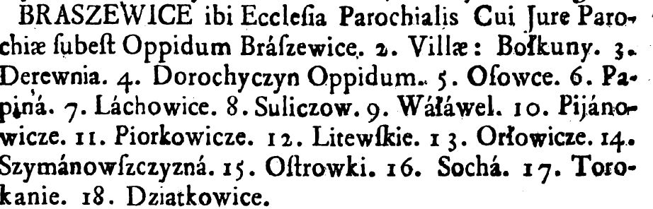 1726 list of settlements