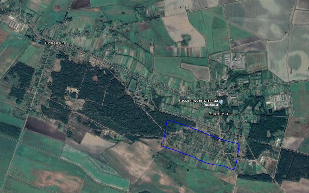 Area map with Zakoziel highlighted