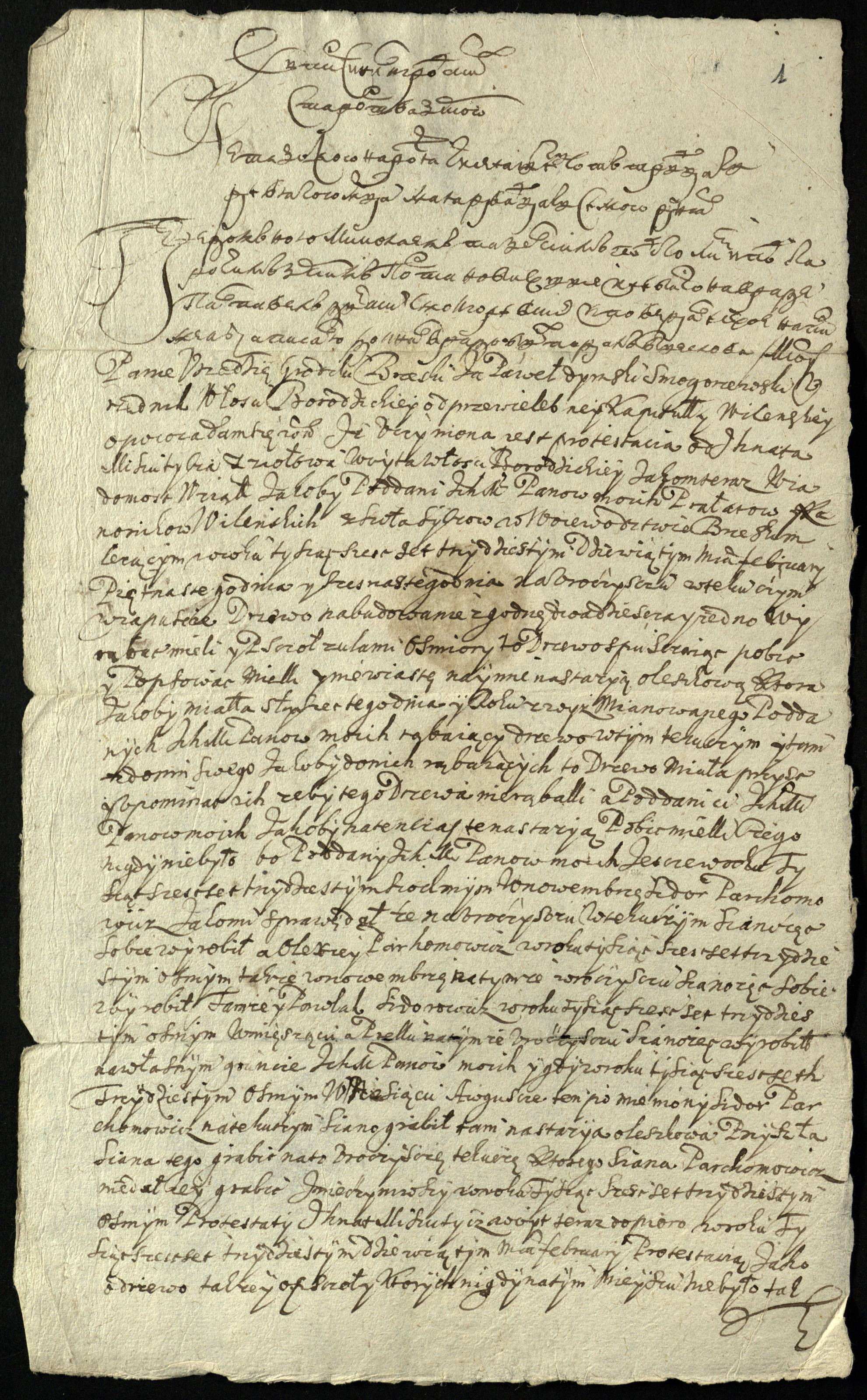 Complaint document page 1