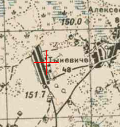 Red Army map of Tyniewicze